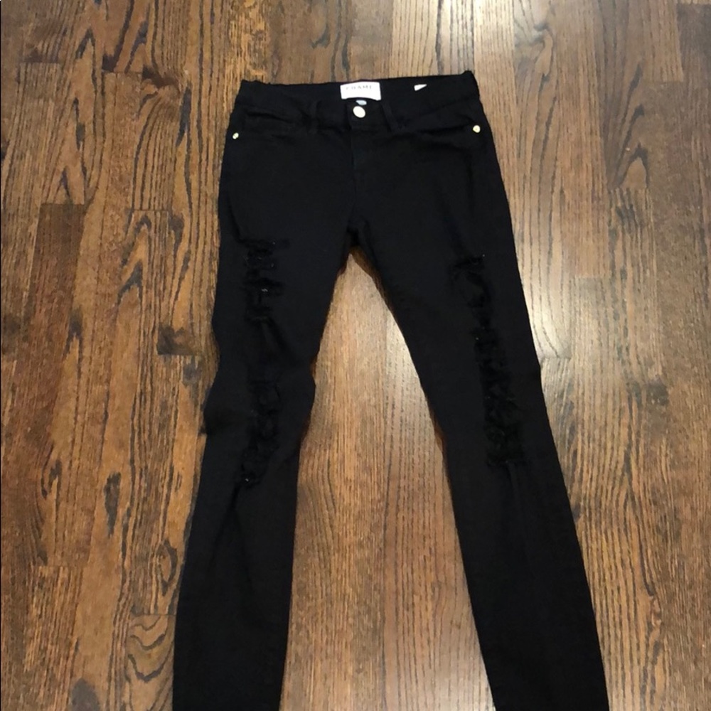 Frame denim black skinny jeans